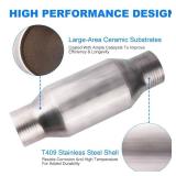 Yeoflagtrade Catalytic Converter 2.25 Inch 2 Pcs, High Flow Universal Catalytic Convert Inlet Outlet 2.25 In, Direct-Fit Catalytic Convertor with O2 Port (EPA Compliant)