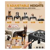 Jovrun Elevated Dog Bowls, Dog Feeder with Stainless Steel Dishes & Slow Feeder Bowl, 5 Heights Adjustable Raised Stand for Medium Large, Food Dishes with Non-Slip Feet
