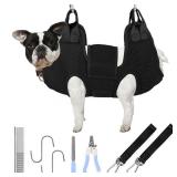 PatiencET Dog Grooming Hammock for Small Dogs Pet Hammock for Nail Trimming Dog Sling for Nail Clipping Dog Hanging Harness (Black S)
