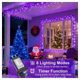 Nielfoi Purple Christmas Lights Outdoor, 100FT 300 LED Christmas String Lights with 8 Modes Waterproof, Plug in Green Wire Twinkle Tree Light for Indoor House Patio Garden Party Decorations