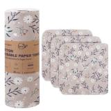 Poyday Paper Towels Washable Roll: 25Pack Cotton Cloth Paper Towels 11.8x11.8In Absorbent Soft Flannel Paperless Towels Alternative for Kitchen Reusable Napkins Zero Waste (Flower, Large)
