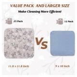 Poyday Paper Towels Washable Roll: 25Pack Cotton Cloth Paper Towels 11.8x11.8In Absorbent Soft Flannel Paperless Towels Alternative for Kitchen Reusable Napkins Zero Waste (Flower, Large)