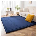 MAXYOYO Baby Play Mat, 1.2" Thick Memory Foam Soft Padded Carpet with Non-Slip Backing, 3x5 ft Japanese Tatami Rug Living Room for Kids, Toddler, Children, Nusery(Navy)
