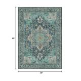 GENIMO 3x5 Area Rugs for Living Room, Machine Washable Non Slip Vintage Rugs, Low Pile Lightweight Chenille Print Rug for Bedroom, Dining Room, Home Office, Dark Green