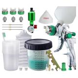HVLP Spray Gun with 10Pcs 600ML Mixing Cups,Paint Spray Gun with 1.4/1.7/2.0mm Nozzles & Air Compressor Regulator,and Paint Sprayer Accessories,Paint Guns Automotive for Car, House Painting(Green)