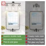 Zarbitta 3-Light Bathroom Light Fixtures, Brushed Nickel Vanity Light, Farmhouse Wall Lights with Clear Glass Shade, Bathroom Wall Lamp for Mirror Kitchen Bedroom Hallway Living Room Hallway Cabinet