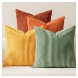 MIULEE Decorative Throw Pillow Covers 18x18 Inch Set of 4, Vibrant Cushion Covers Vintage Retro Home Decor, Mix and Match Color Clash Design for Sofa Couch Bed Living Room Yellow Rust Green