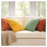 MIULEE Decorative Throw Pillow Covers 18x18 Inch Set of 4, Vibrant Cushion Covers Vintage Retro Home Decor, Mix and Match Color Clash Design for Sofa Couch Bed Living Room Yellow Rust Green