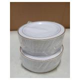 bUCLA 100Pieces Gold Plastic Plates - 6.25inch White with Gold Rim Disposable Salad/Dessert/Appetizer/Small Cake Plates Premium Hard - Ideal for Wedding, Party & Christmas