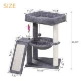 YOUPET Cat Tree with Cat Scratching Post for Indoor Cats, Cat Tower with Scratching Board and Playful Toy Balls, Cat Tree Tower with Cozy Hammock,Grey