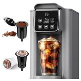 KIDISLE Hot & Iced Coffee Maker with Bold Setting, Single Serve Coffee Maker for K Cup and Grounds, 6-14 Oz Brew Sizes, 50 Oz Removable Water Tank, One Cup Coffee Machine with Reusable Filter, Grey