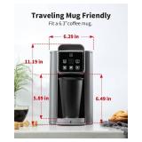 KIDISLE Hot & Iced Coffee Maker with Bold Setting, Single Serve Coffee Maker for K Cup and Grounds, 6-14 Oz Brew Sizes, 50 Oz Removable Water Tank, One Cup Coffee Machine with Reusable Filter, Grey