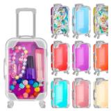 Tessco For You 9 Pack Suitcase Party Favor Gift Box Mini 6.7 x 3.8 x 2 Inches Plastic Tiny Travel Luggage for Candy Makeup Jewelry Girl Birthday Cruise Trip Wedding Bachelorette Party Favor