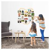 CHMEFLY Photo Display Picture Collage Frame for Multi Photo Display Wall Decor with 30 Clips, Wood Photo Frame Hanging for Wall Decor 25.5x29.5 Inch