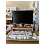 JIKIOU Upgrade Leather Cloud Keyboard Wrist Rest, Cloud Wrist Rest with Non-Slip PU Base, Comfortable Memory Foam Wrist Rest for Computer Laptop Mac Gaming Office and Pain Relief Wish New Year Gift