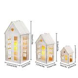TRIROCKS 3 Pcs Decorative Mantel Shelf Tea Light Lanterns 13.5"&9.5"&5.5"H Village Farmhouse House Candle Holders for Home Decor Patio Wedding Parties Christmas Ornaments Indoors Outdoors(Cream White)