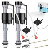 Houpeoro Universal Toilet Flusher Replacement Kit, Fill Valve, 2-Inch Flapper, Handle Replacement, Adjustable, Quiet, Easy to Install, Complete Toilet Parts Inside Tank Kit (Black, 2-Pack)