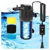 FUMAK U - V Aquarium Filter for Green Water, Fish Filter with Timer, Dual Mode(Aeration/Rainfall) for 10-40 Gallon Tanks, Flow Rate & Direction Adjustable
