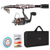 PLUSINNO Spinning Rod and Reel Combos Telescopic Fishing Rod Pole with Reel Line Lures Hooks Fishing Carrier Bag Case and Accessories Fishing Gear Organizer (2.4M 7.87FT Fishing Gear Organizer) ...