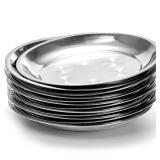 WUWEOT 10 Pack Stainless Steel Dinner Plates, 10" Round Kitchen Metal Dish Plates, Rust-Proof Camping Serving Plates for BBQ, Snack, Salad, Appetizer, Fruit, Cookies