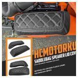 HCmotorku Saddlebag Lid Covers Hard Saddle Bags Lid Bra Covers Fit For Harley Touring Street Glide CVO Road King Electra Glide Ultra Limited Road King Special 2014-2025 (White Stitching)