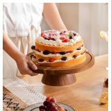 HBlife Cake Stand with Glass Lid (11.4"), Multifunctional Cake Stand with Dome, Acacia Wood 6-in-1 Cake Plate Display Stand with Cover for Baking Gifts, Birthday Kitchen Parties, Weddings
