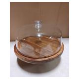 HBlife Cake Stand with Glass Lid (11.4"), Multifunctional Cake Stand with Dome, Acacia Wood 6-in-1 Cake Plate Display Stand with Cover for Baking Gifts, Birthday Kitchen Parties, Weddings
