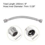Uxcell 8 Inch Long Faucet Supply Line Connector, G3/8 Female Compression Thread x G3/8 Male Connector Straight Thread 304 Stainless Steel Water Supply Hose Line, Silver Tone