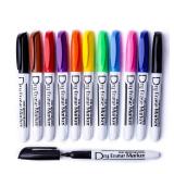 Volcanics Dry Erase Markers Low Odor Fine Whiteboard Markers Thin Box of 12, 10 Colors
