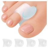 5 STARS UNITED Big Toe Spacers for Men & Women 4 Gel Separators for Overlapping & Curled Toes, Bunions, Alignment - Diabetic Foot Care, Silicone Spreader, Corrector & Straightener, Clear