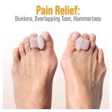 5 STARS UNITED Big Toe Spacers for Men & Women 4 Gel Separators for Overlapping & Curled Toes, Bunions, Alignment - Diabetic Foot Care, Silicone Spreader, Corrector & Straightener, Clear