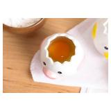 LuoCoCo Cute Egg Separator, Ceramics Vomiting Chicken Egg Yolk White Separator, Practical Household Small Egg Filter Splitter, Kitchen Gadget Baking Assistant Tool, Dishwasher Safe (Yellow)