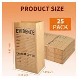 25 Pack Paper Evidence Bags 9.45 * 5 * 3 inch Crime Scene Paper Evidence Bag for Receipts (25)