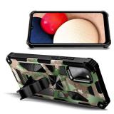 NZND Designed for Samsung Galaxy A02S Phone Case with Tempered Glass Screen Protector, Full-Body Protective Shockproof [Military-Grade], Built in Kickstand, Heavy-Duty Case (Camo)
