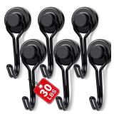 E BAVITE Magnetic Hooks, 30lbs+ Magnet Hook 2025 Cruise Cabin Ship Essentials Heavy Duty Strong Magnets Refrigerator Fridge Hanging for Classroom Beach Vacation Kitchen Grills Home 6pcs (Black)