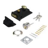 Bitray Night Latch - Traditional Anti-Theft Door Lock, Vintage Wooden Security Lock, Double Insurance, Black