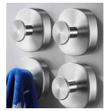 4 Pcs Suction Cup Hooks for Inside Shower, Stainless Steel Heavy Duty Towel Hook Shower Towel Holder for Bathroom, Kitchen, Glass Door, Mirror, Tile-Loofah, Towel, Coat, Bath Robe