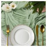Sage Green Cheesecloth Table Runner, 120 inch 10ft Boho Rustic Gauze Cheese Cloth Runner for Wedding Bridal Shower Baby Shower Birthday Party Easter Table Decorations