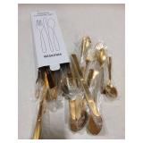 40 Pcs Gold Silverware Set, Stainless Steel Flatware Set for 8, Food-Grade Cutlery Set, Mirror Polished Tableware Eating Utensils Set for Home Kitchen, Include Knife Fork Spoon Set, Dishwasher Safe