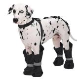 Dog Suspender Boots, Anti-Slip & Fall Waterproof Dog Shoes Leggings, Dog Paw Protector for Small Medium Dogs, Adjustable Dog Boots Pet Shoes for Outdoor Walking Black,L