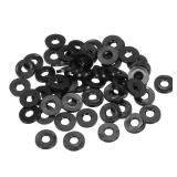 PATIKIL M5 Rubber Flat Washer, 100 Pack 5mm ID 11mm OD 1.6mm Thick Sealing Spacer Gasket Ring for Faucet Pipe Water Hose Fastener Bolt, Black