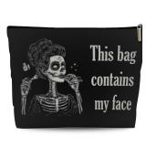 Lyiibb Goth Gifts for Women, This Bag Contains My Face, Gothic Makeup Bag, Witchy Spooky Cosmetic Bag with Zipper