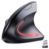 JYKEYMOUT Bluetooth and 2.4G (2-in-1) Rechargeable Wireless Mouse, Ergonomic Vertical Design, 1000/1200/1600 DPI, 6 Silent Buttons, for Laptop, Computer, PC, MacBook, Chromebook-Black