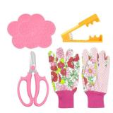 5PCS Rose Thorn Tools Rose Leaf Thorn Strippers with a Rose Pruning Shears and Garden Rose Gloves Pink1