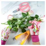 5PCS Rose Thorn Tools Rose Leaf Thorn Strippers with a Rose Pruning Shears and Garden Rose Gloves Pink1