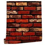 MelunMer Red Brick Peel and Stick Wallpaper 17.7x197 Self Adhesive Removable Wallpaper Red Faux Brick Contact Paper Waterproof Decorative Easily to Install Contact Paper for Kitchen Backsplash