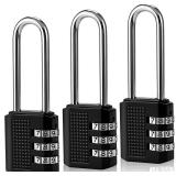 3 Digit Small Combination Locker Lock, 2.2 in Long Shackle Padlock Combination, Resettable Luggage Locks, Combo Gym Locker Suitcase Gate Pad Lock (3Pack, Black)