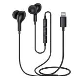 Guguearth Wired Headphones Earbuds for iPhone with Lightning Connector,Apple MFi Certified, Magnetic Wired Ear Buds Earphones with Built-in Mic Compatible 14 13 12 11 Pro Max X XS XR 8 7 Plus(Black)