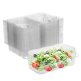 Kaderron Disposable Plastic Hinged Food Container - 70 Pcs Clear Clamshell Food Containers, Internal Size 6.3" Length x 3.9" Width x 2.7" Depth