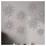 MorningRo 8 Pcs Metal Wall Decor Bling Crystal Wall Art Cast Iron Rhinestones Sunburst Decor Starburst Art Hanging Diamond Accents Home Decorative for Living Room Bedroom Entryway